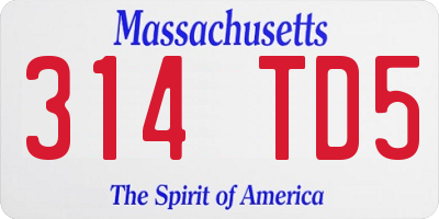 MA license plate 314TD5