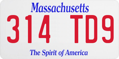 MA license plate 314TD9