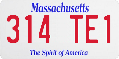 MA license plate 314TE1