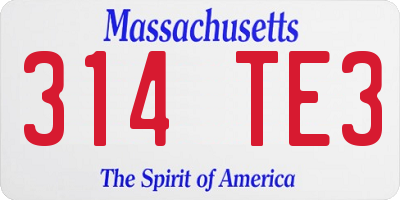 MA license plate 314TE3