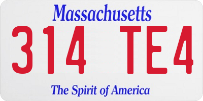 MA license plate 314TE4