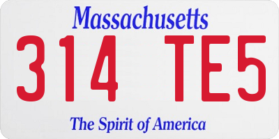 MA license plate 314TE5