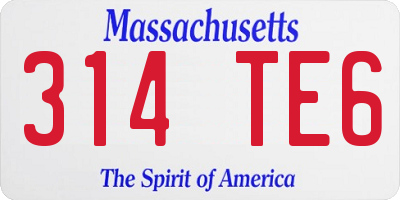 MA license plate 314TE6