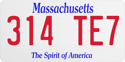 MA license plate 314TE7