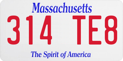MA license plate 314TE8