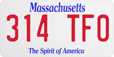 MA license plate 314TF0