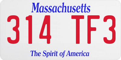MA license plate 314TF3