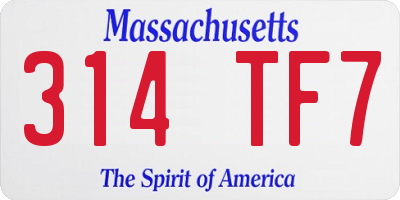 MA license plate 314TF7