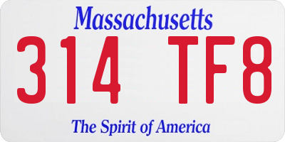 MA license plate 314TF8