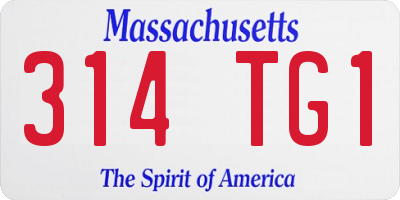 MA license plate 314TG1