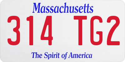MA license plate 314TG2