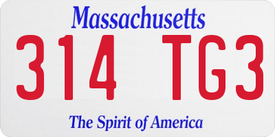 MA license plate 314TG3