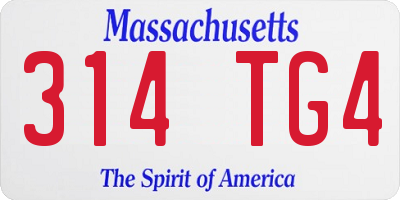 MA license plate 314TG4