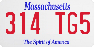 MA license plate 314TG5