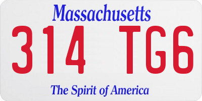 MA license plate 314TG6