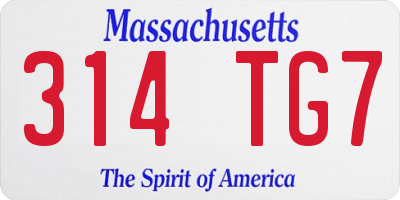 MA license plate 314TG7