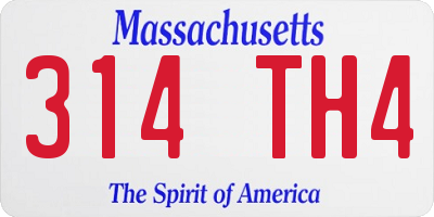 MA license plate 314TH4