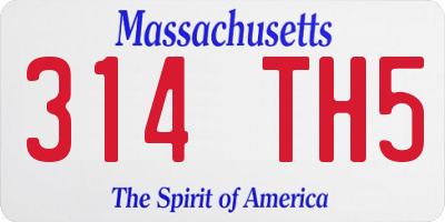 MA license plate 314TH5