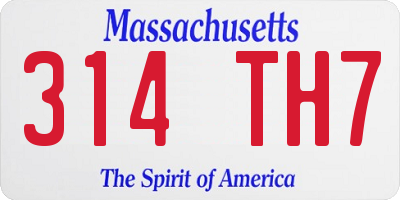 MA license plate 314TH7