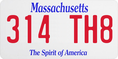 MA license plate 314TH8