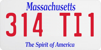 MA license plate 314TI1