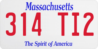 MA license plate 314TI2