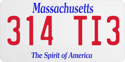 MA license plate 314TI3