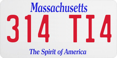 MA license plate 314TI4