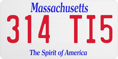 MA license plate 314TI5