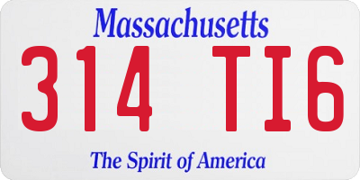 MA license plate 314TI6