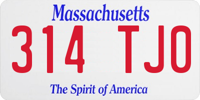 MA license plate 314TJ0
