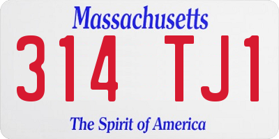 MA license plate 314TJ1