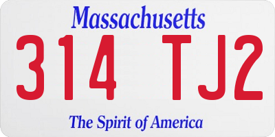 MA license plate 314TJ2