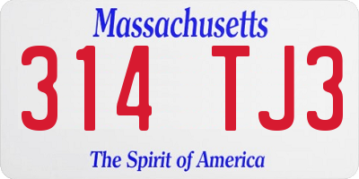 MA license plate 314TJ3