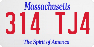 MA license plate 314TJ4