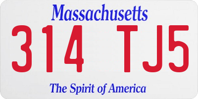 MA license plate 314TJ5