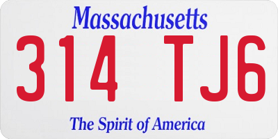 MA license plate 314TJ6