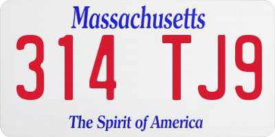 MA license plate 314TJ9