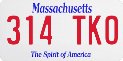 MA license plate 314TK0