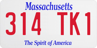 MA license plate 314TK1