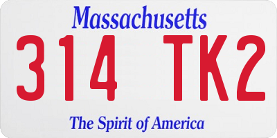 MA license plate 314TK2