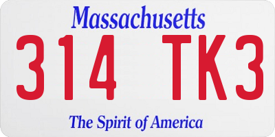 MA license plate 314TK3