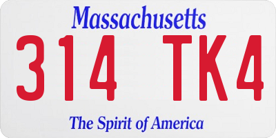 MA license plate 314TK4