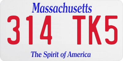 MA license plate 314TK5
