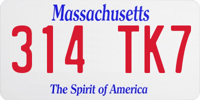 MA license plate 314TK7