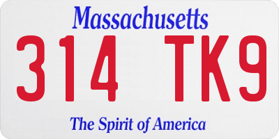 MA license plate 314TK9