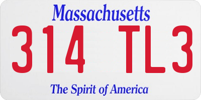 MA license plate 314TL3