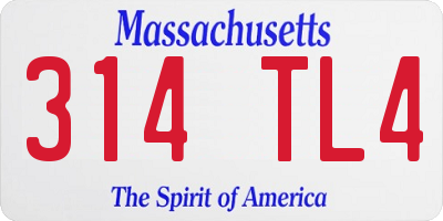 MA license plate 314TL4