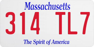 MA license plate 314TL7