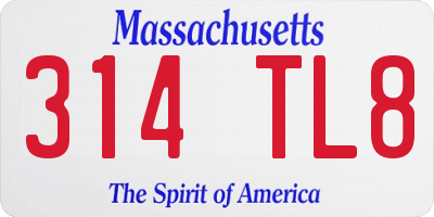 MA license plate 314TL8